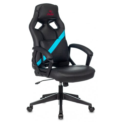 Кресло игровое "Zombie DRIVER", экокожа, пластик, черный, голубой
