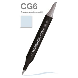 Маркер перманентный двусторонний "Sketchmarker Brush", CG6 прохладный серый 6
