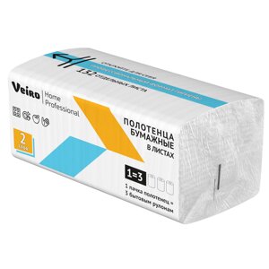 Полотенца бумажные "Veiro Home Professional", V - сложение, 2 слоя, 132 листа