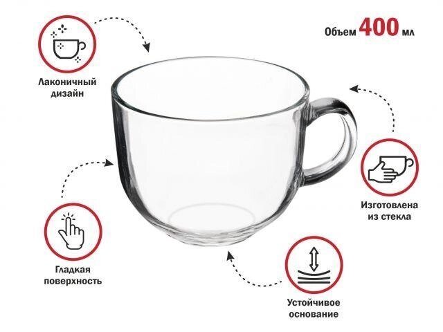 Кружка-бульонница стеклянная, 400 мл, Clear, PERFECTO LINEA от компании ЧТУП «АннаДекор» - фото 1