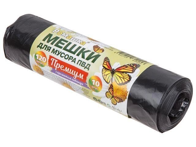 Мешки для мусора, 120 л, 10 шт, "Премиум", черные, РОМАШКА (70х110 см/37 мкН) от компании ЧТУП «АннаДекор» - фото 1