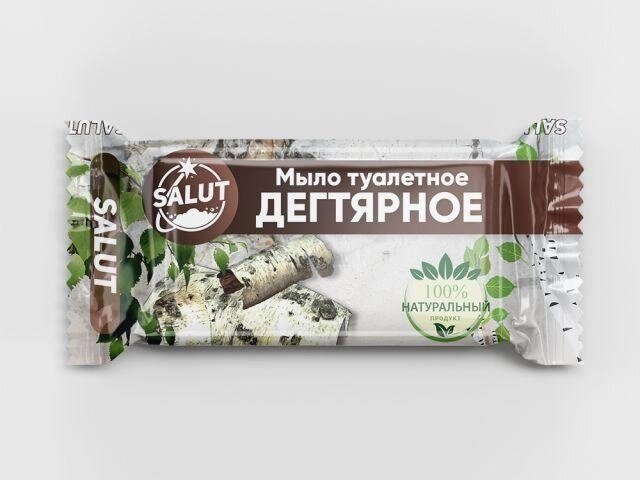 Мыло туалетное ДЕГТЯРНОЕ 100 г, в цв. обертке (пр-во Россия) (SALUT) от компании ЧТУП «АннаДекор» - фото 1