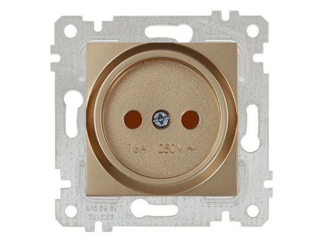 Розетка 1-ая (скрытая, без рамки, б/з, шторки) золото, RITA, MUTLUSAN (16 A, 250 V, IP 20) от компании ЧТУП «АннаДекор» - фото 1