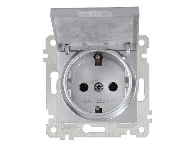 Розетка 1-ая (скрытая, без рамки, с/з, с крышкой) серебро, RITA, MUTLUSAN (16 A, 250 V, IP 20) от компании ЧТУП «АннаДекор» - фото 1