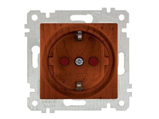 Розетка 1-ая (скрытая, без рамки, с/з, шторки) вишня, RITA, MUTLUSAN (16 A, 250 V, IP 20) от компании ЧТУП «АннаДекор» - фото 1