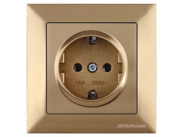 Розетка 1-ая (скрытая, с/з) золото, DARIA, MUTLUSAN (16 A, 250 V, IP 20) от компании ЧТУП «АннаДекор» - фото 1