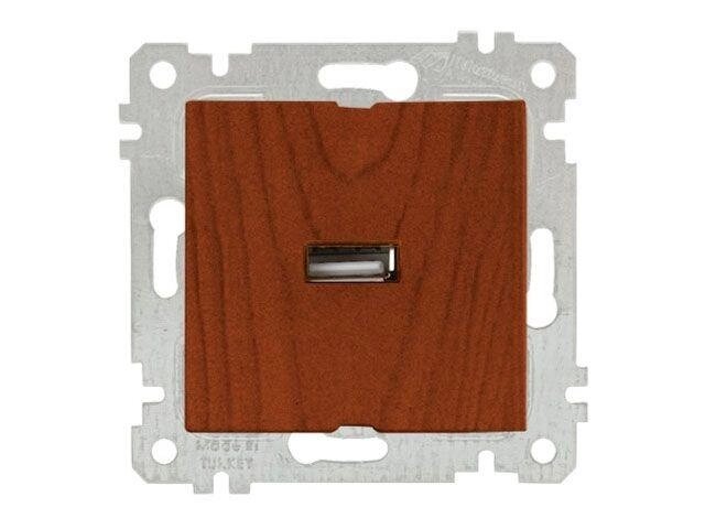 Розетка 1-ая USB (скрытая, без рамки) вишня, RITA, MUTLUSAN (USB-зарядка, 5V-2.1A) от компании ЧТУП «АннаДекор» - фото 1
