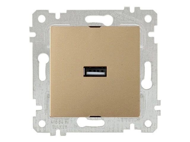 Розетка 1-ая USB (скрытая, без рамки) золото, RITA, MUTLUSAN (USB-зарядка, 5V-2.1A) от компании ЧТУП «АннаДекор» - фото 1