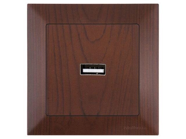Розетка 1-ая USB (скрытая) орех, DARIA, MUTLUSAN от компании ЧТУП «АннаДекор» - фото 1