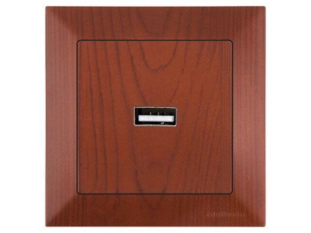 Розетка 1-ая USB (скрытая) вишня, DARIA, MUTLUSAN от компании ЧТУП «АннаДекор» - фото 1