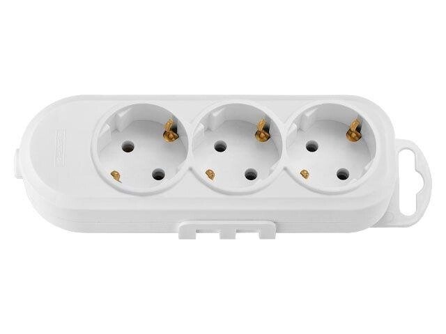 Розетка 3-ая переносная (с/з, 16А, 250В) белая, BYLECTRICA (с креплением к стене) от компании ЧТУП «АннаДекор» - фото 1