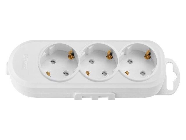 Розетка 3-ая переносная (с/з, 16А, 250В, з/ш) белая, BYLECTRICA (с креплением к стене) от компании ЧТУП «АннаДекор» - фото 1