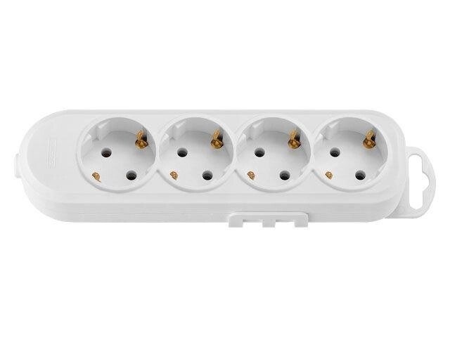 Розетка 4-ая переносная (с/з, 16А, 250В) белая, BYLECTRICA ( с креплениемк стене) от компании ЧТУП «АннаДекор» - фото 1