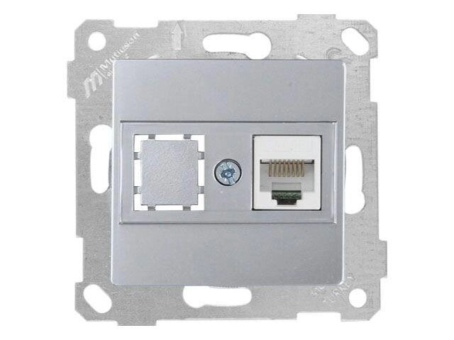Розетка компьютерная 1xRJ45 (Cat5e, скрытая, без рамки) серебро, RITA, MUTLUSAN от компании ЧТУП «АннаДекор» - фото 1