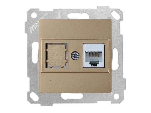 Розетка компьютерная 1xRJ45 (Cat5e, скрытая, без рамки) золото, RITA, MUTLUSAN от компании ЧТУП «АннаДекор» - фото 1