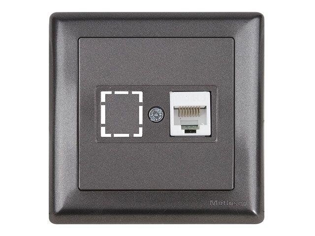 Розетка компьютерная 1xRJ45 (Cat5e, скрытая, с рамкой) дымчатый, DARIA, MUTLUSAN ((RJ 45) 8-pin, соединения от компании ЧТУП «АннаДекор» - фото 1