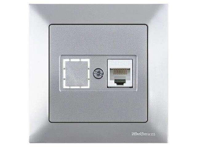 Розетка компьютерная 1xRJ45 (Cat5e, скрытая) серебро, DARIA, MUTLUSAN ((RJ 45) 8-pin, соединения типа 568A от компании ЧТУП «АннаДекор» - фото 1