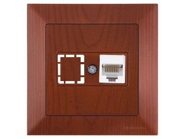 Розетка компьютерная 1xRJ45 (Cat5e, скрытая) вишня, DARIA, MUTLUSAN ((RJ 45) 8-pin, соединения типа 568A или от компании ЧТУП «АннаДекор» - фото 1