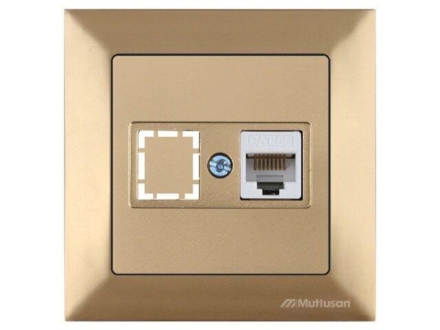 Розетка компьютерная 1xRJ45 (Cat5e, скрытая) золото, DARIA, MUTLUSAN ((RJ 45) 8-pin, соединения типа 568A от компании ЧТУП «АннаДекор» - фото 1