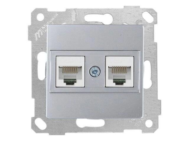 Розетка компьютерная 2xRJ45 (Cat5e, скрытая, без рамки) серебро, RITA, MUTLUSAN от компании ЧТУП «АннаДекор» - фото 1