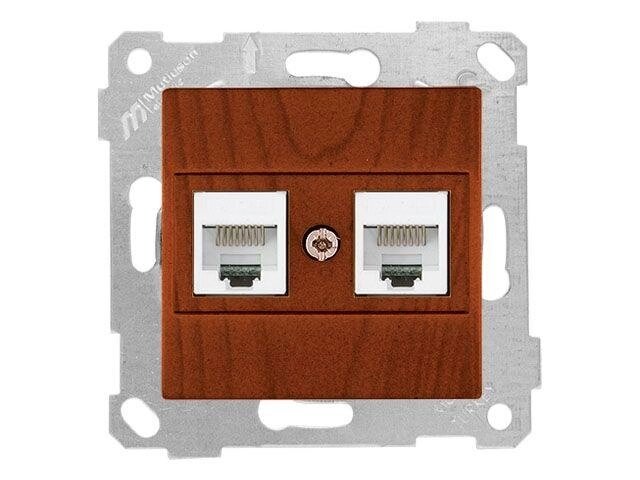 Розетка компьютерная 2xRJ45 (Cat5e, скрытая, без рамки) вишня, RITA, MUTLUSAN от компании ЧТУП «АннаДекор» - фото 1