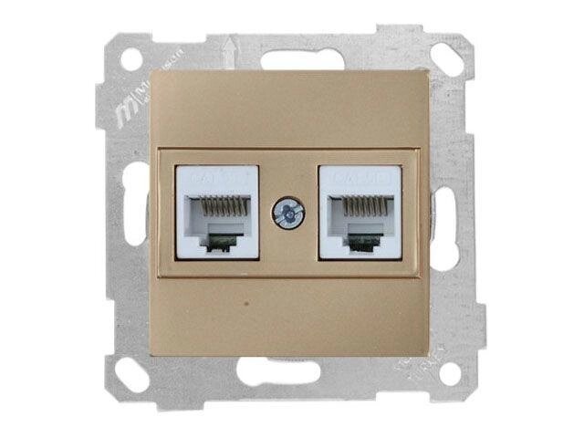 Розетка компьютерная 2xRJ45 (Cat5e, скрытая, без рамки) золото, RITA, MUTLUSAN от компании ЧТУП «АннаДекор» - фото 1