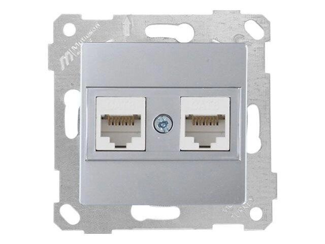 Розетка компьютерная 2xRJ45 (Cat6, скрытая, без рамки) серебро, RITA, MUTLUSAN от компании ЧТУП «АннаДекор» - фото 1