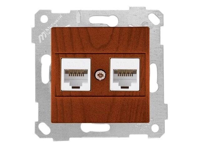 Розетка компьютерная 2xRJ45 (Cat6, скрытая, без рамки) вишня, RITA, MUTLUSAN от компании ЧТУП «АннаДекор» - фото 1