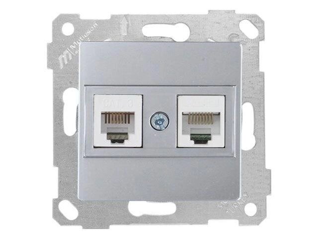 Розетка телефонная + компьютерная (RJ12+Cat5e, скрытая, без рамки) серебро, RITA, MUTLUSAN от компании ЧТУП «АннаДекор» - фото 1