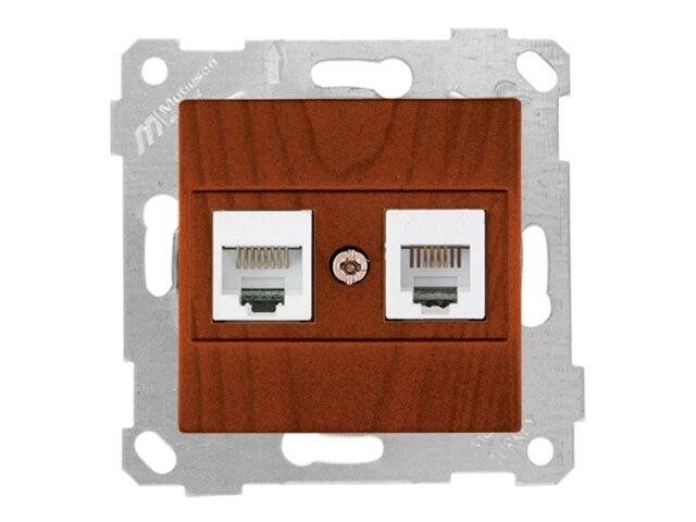 Розетка телефонная + компьютерная (RJ12+Cat5e, скрытая, без рамки) вишня, RITA, MUTLUSAN от компании ЧТУП «АннаДекор» - фото 1