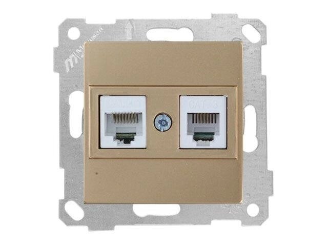 Розетка телефонная + компьютерная (RJ12+Cat5e, скрытая, без рамки) золото, RITA, MUTLUSAN от компании ЧТУП «АннаДекор» - фото 1