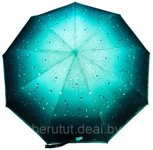 Зонт женский складной полуавтомат Popular "Turquoise drop" (9 спиц усиленные)