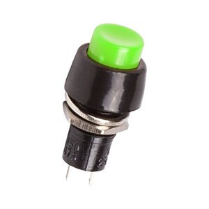 Кнопка круглая Micro Ø10мм 250V 1А ON-OFF с фиксацией зеленая 36-3073