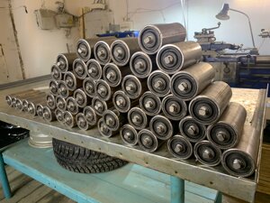 Конвейерные ролики стальные диаметром 76 мм, длина 160 мм