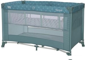 Манеж-кровать Lorelli Torino 2 Layers 2022 (арктический зеленый, цветочный)