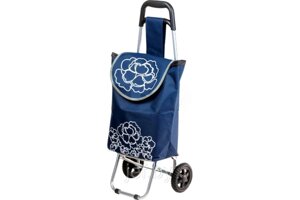 Сумка-тележка хозяйственная на колесах 20 кг синяя цветок PERFECTO LINEA 42-661010