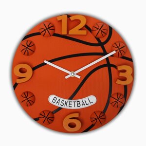 Часы настенные, серия: Детские, "Баскетбольный мяч", дискретный ход, d-30 см