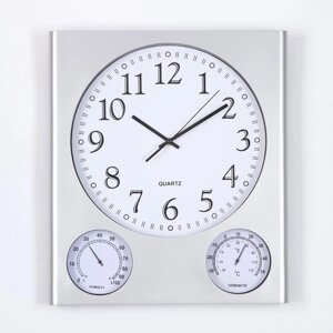 Часы настенные, серия: Интерьер, "Арени",с термометром , гигрометром, дискрет. ход, d-32.5 см,