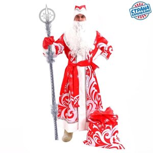 Карнавальный костюм «Дед Мороз», атлас, принт «Метель», р. 56-58, рост 180 см