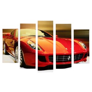 Модульная картина "Красная машина"2-23х52; 2-24х70; 1-24х80) 120х80см