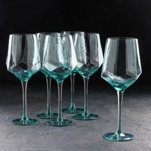 Набор бокалов стеклянных для вина Magistro «Дарио», 500 мл, 7,325 см, 6 шт, цвет изумрудный