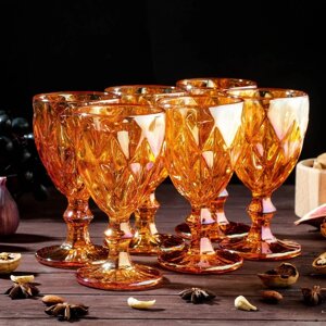 Набор бокалов стеклянных Magistro «Круиз», 250 мл, 815,3 см, 6 шт, цвет янтарный