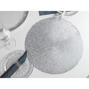 Набор салфеток сервировочных на стол Доляна «Соломка», d=38 см, 4 шт, цвет серебро