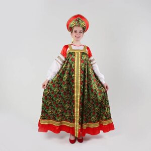 Русский костюм женский «Рябиновые гроздья» платье, кокошник, р-р 44, рост 170