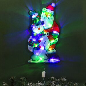 Светодиодная фигура «Дед Мороз и снеговик» 24 45 см, пластик, 220 В, свечение мульти (RG/RB)