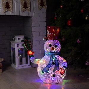 Светодиодная фигура «Снеговик» 33 65 27 см, металл, текстиль, 220 В, свечение мульти