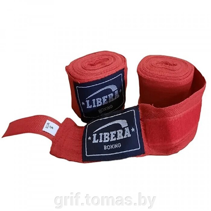 Бинт боксерский Libera 4,0 м (красный) (арт. LIB-1040) от компании Интернет-магазин товаров для спорта и туризма ГРИФ-СПОРТ - фото 1