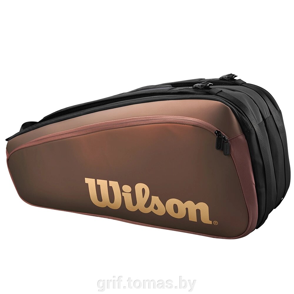Чехол-сумка Wilson Super Tour Pro Staff V14.0 на 9 ракеток (коричневый) (арт. WR8024501001) от компании Интернет-магазин товаров для спорта и туризма ГРИФ-СПОРТ - фото 1