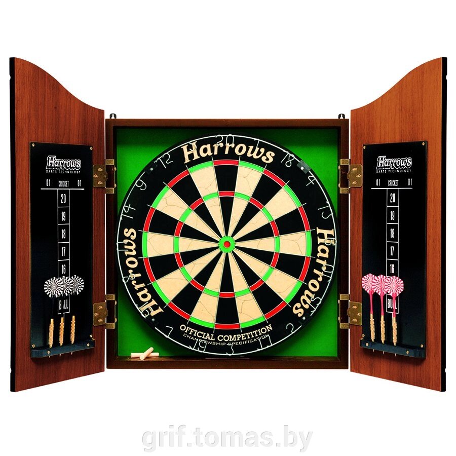 Дартс-кабинет Harrows Pro's Choice Complete Darts Set 18 дюймов (сизалевая мишень) (арт. EA404) от компании Интернет-магазин товаров для спорта и туризма ГРИФ-СПОРТ - фото 1