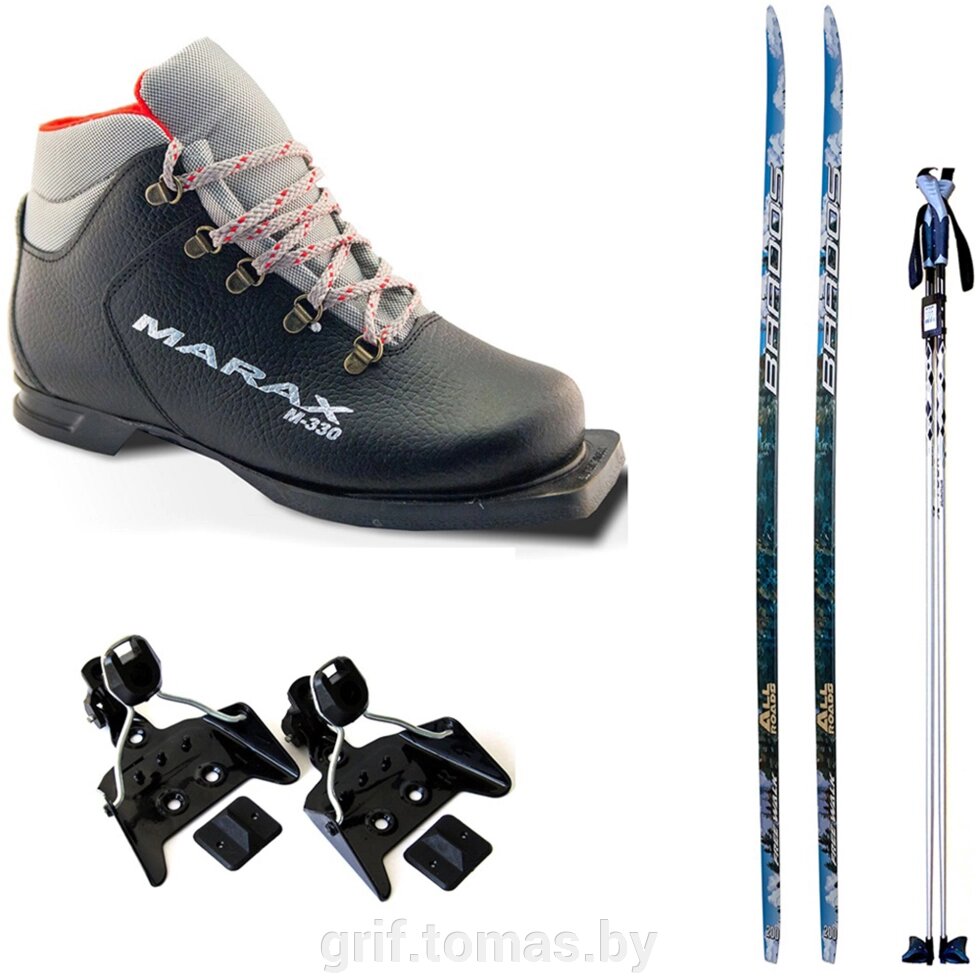 Комплект беговых лыж STC с палками Alu, креплением NN-75 и ботинками Marax MNN (арт. Kompl-N75-MNN-Alu) от компании Интернет-магазин товаров для спорта и туризма ГРИФ-СПОРТ - фото 1